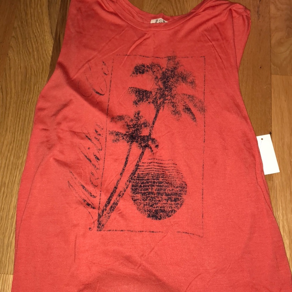 Palm tree long muscle tee